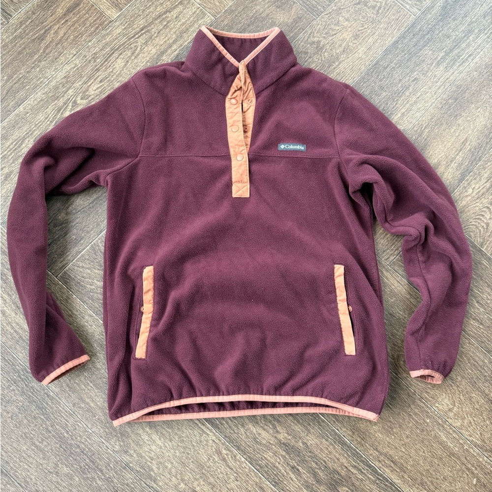 Columbia Maroon and Peach Fleece Pullover